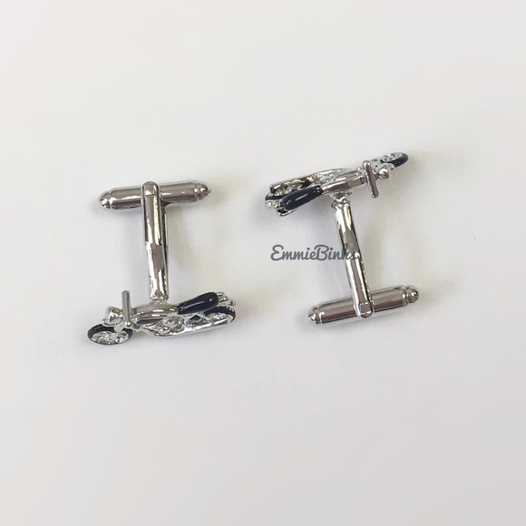 New Mens 2 Piece Motorcycle Silver Cufflinks - Harley Vintage Biker Accessories - Picture 7 of 12